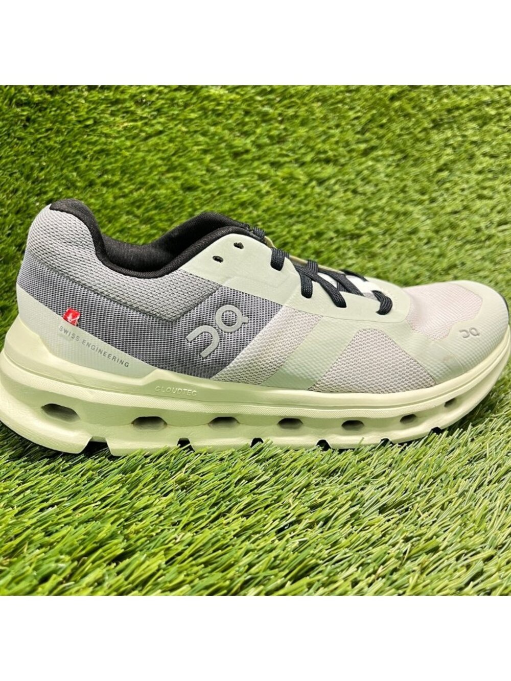 On Cloudrunner Womens Size 7 Gray Green Athletic Running Walking Shoes Sneakers